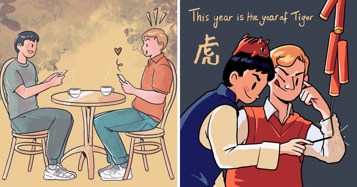 Digital Artist Shares Illustrations About the Sweet, Mundane, and Happy Moments of His Interracial Relationship