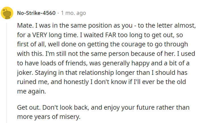 Having walked that tightrope for too long, many people commend OP for the decision to cut ties.