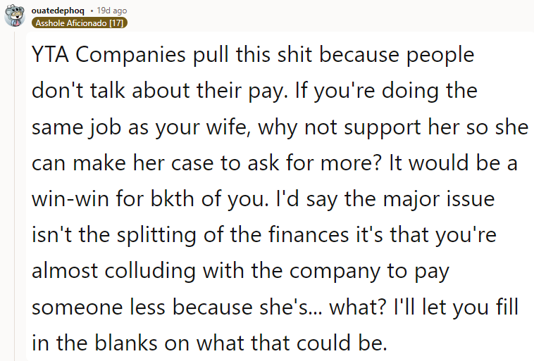 I'd say the major issue isn't the splitting of the finances