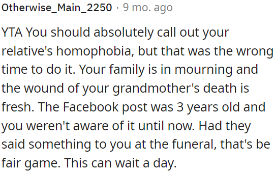 The timing was inappropriate.