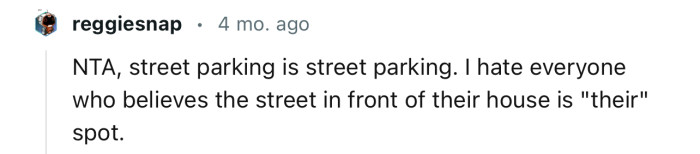 “NTA, street parking is street parking.”