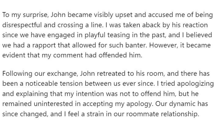 When OP saw John's choice of traditional white briefs, he jokingly said, 