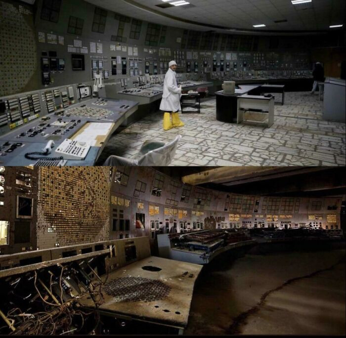 27. Chernobyl Power Plant's Control Room: 1986 vs. Now