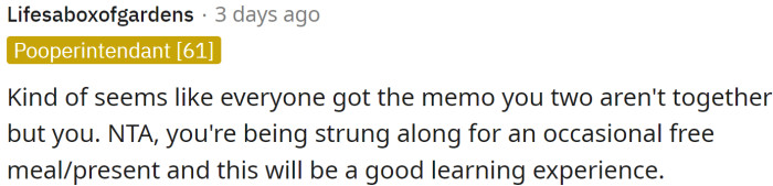 Everyone except OP got the memo...