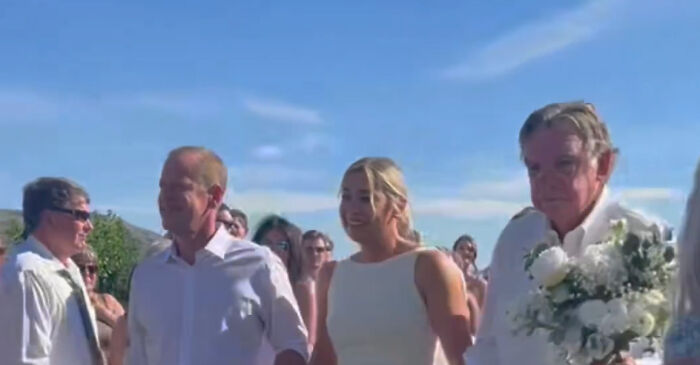 Ivy Jurgensen escaped an abusive relationship and had 15 men who helped her walk her down the aisle at her wedding.