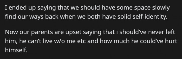 Their families ended up being upset with her