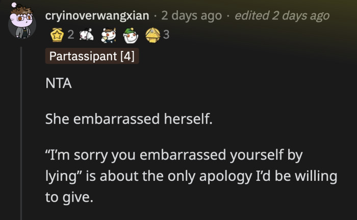 If OP really feels like apologizing, she can't go wrong with this one.