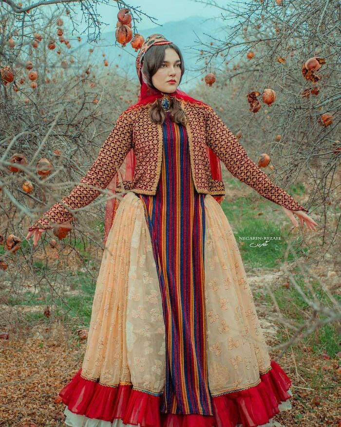A Turkic Qashqai Woman In Traditional Qashqai Attire