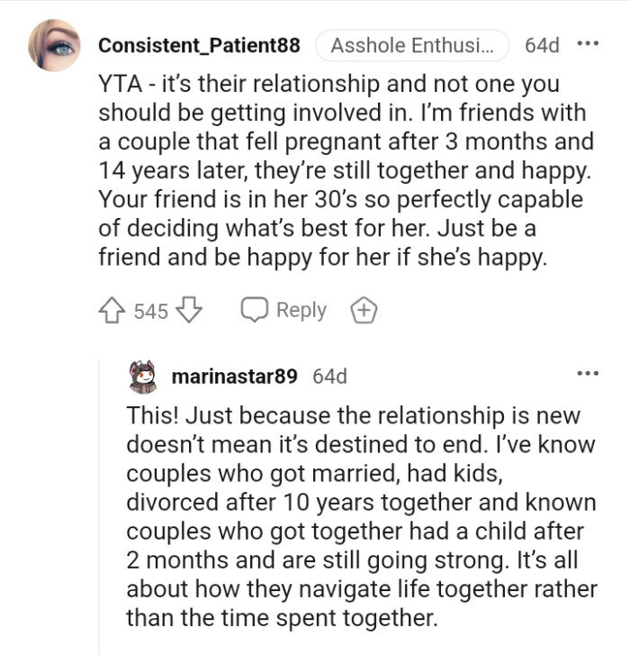 The OP should just be happy for her