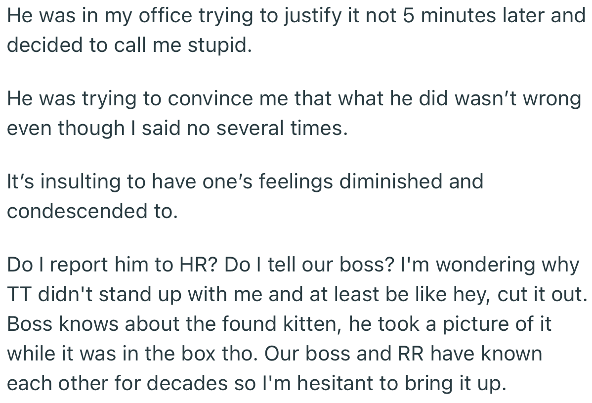 OP Is Considering Reporting the Matter to HR