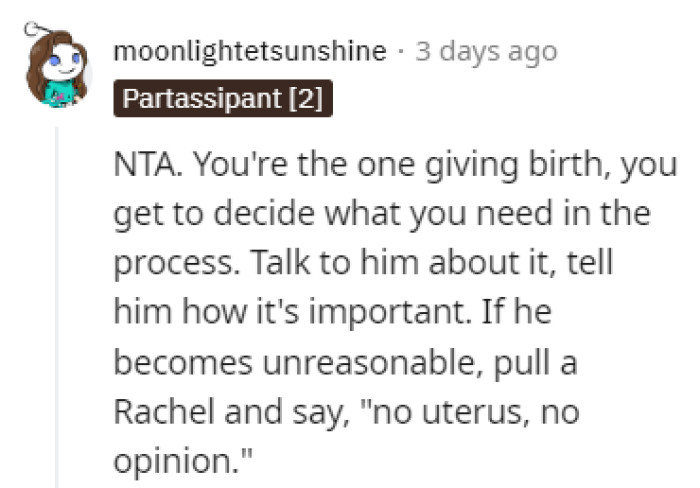 She's the one giving birth