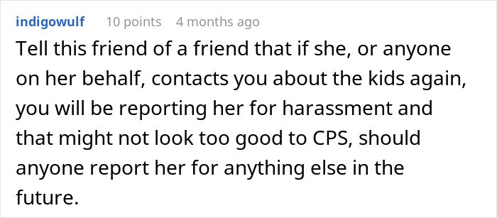 Reporting her for harassment