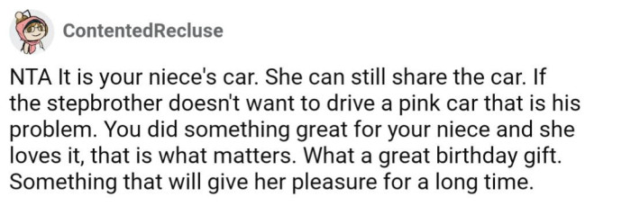 This is definitely a gift that OP's niece will treasure for a long time