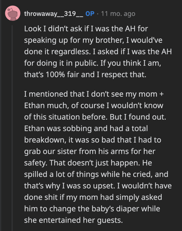 I'm curious about the kind of parent their mom was to OP