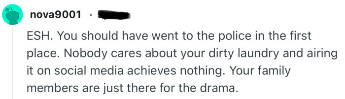 “Nobody cares about your dirty laundry and airing it on social media achieves nothing.”