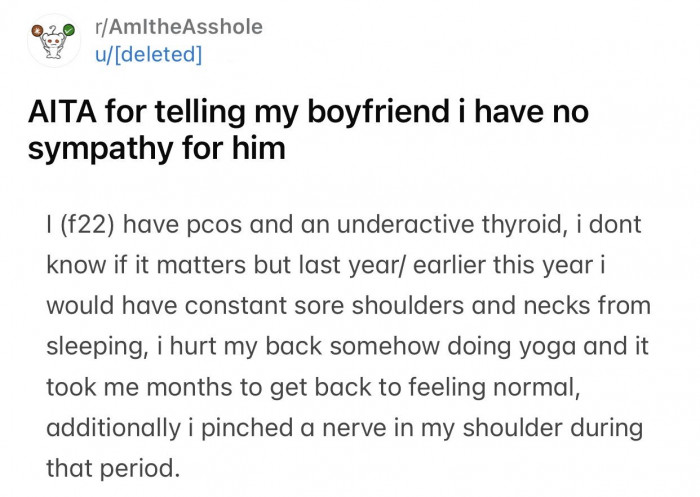 Here's the original post by a Reddit user who later deleted her account: