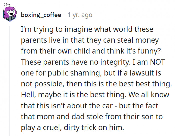 19. It's definitely not about the car and more about how these parents treat their children