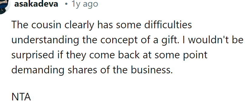 The next step is demanding a share in the OP's business