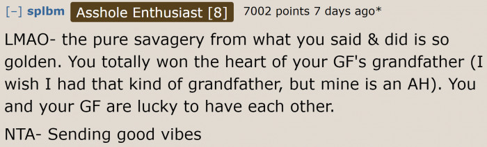 The grandfather knows who's wrong here.