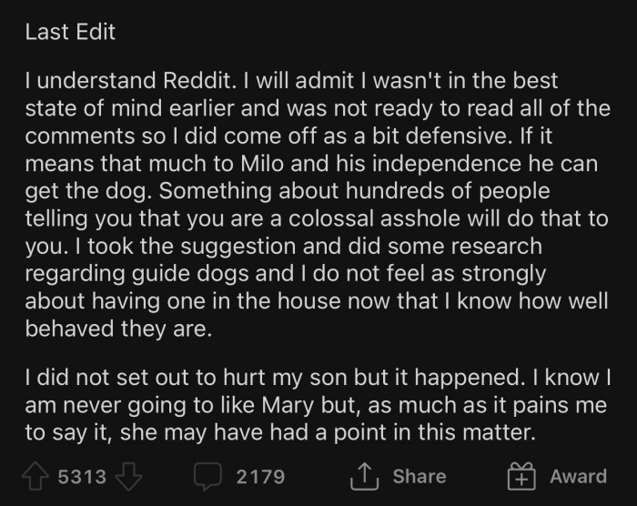 Op eventually modified the post to include the last edit to address some more things.