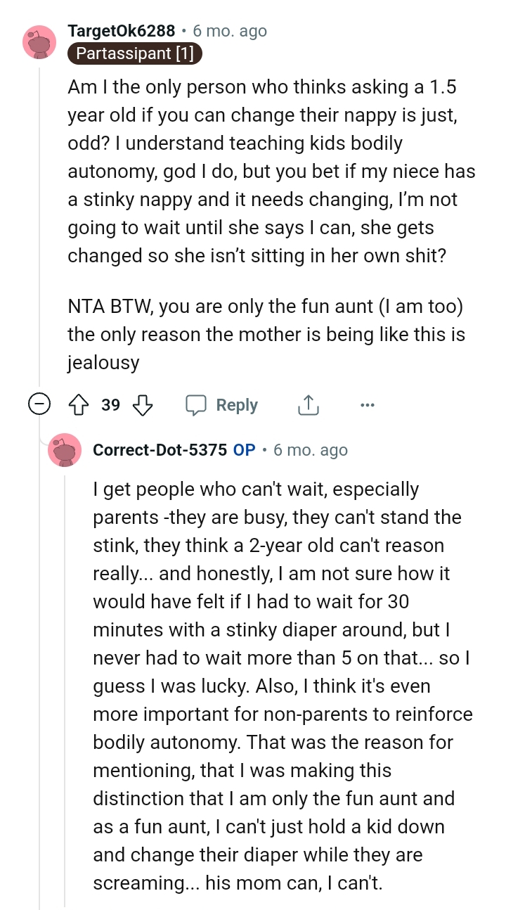 The OP is only the fun aunt