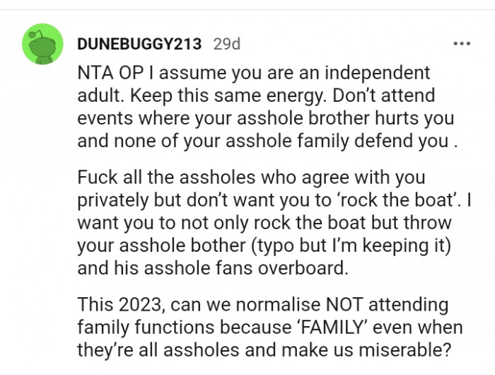 Can we normalize not attending family functions?