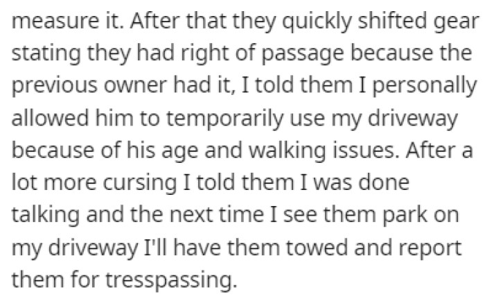 OP Told Them That If They Used His Driveway Again, Their Car Would Be Towed