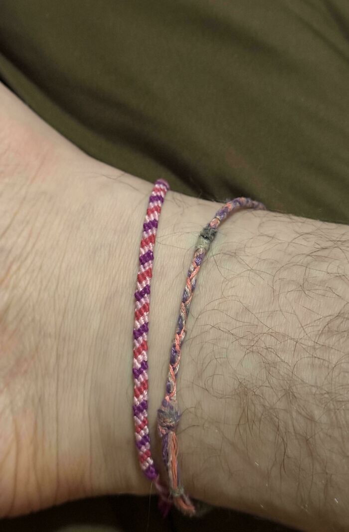 "My Little Cousin Made Me A Bracelet Almost 5 Years Ago. It’s Hanging By A Thread, So I Had To Have Her Make A Replacement"