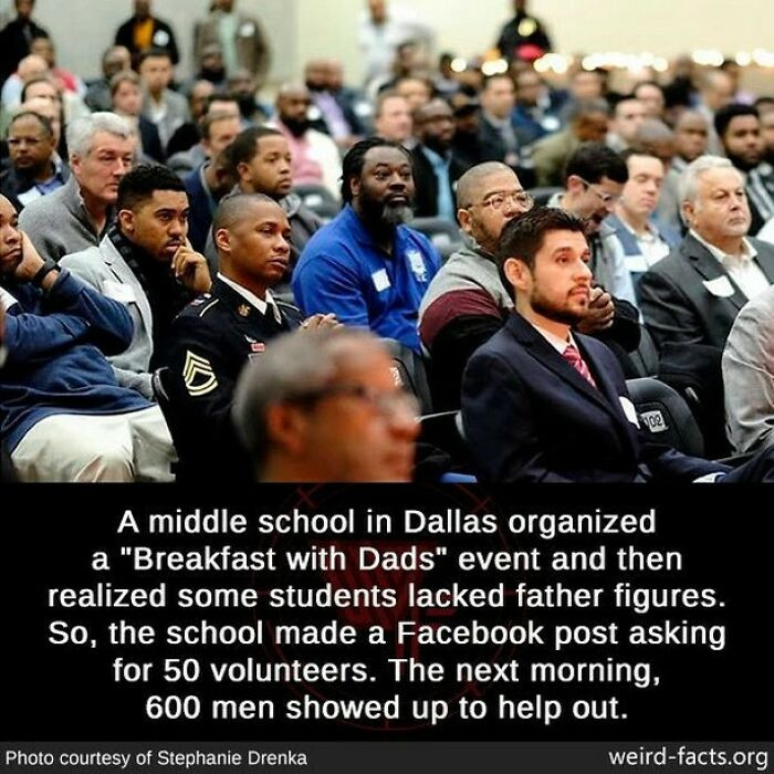 55. 600 men showed up to volunteer at a middle school's