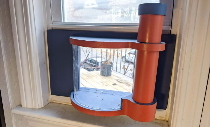 "I Just Finished A Window Mounted Bird Feeder That I Can Refill From Inside. Swipe To Check Out Some Of The Process"