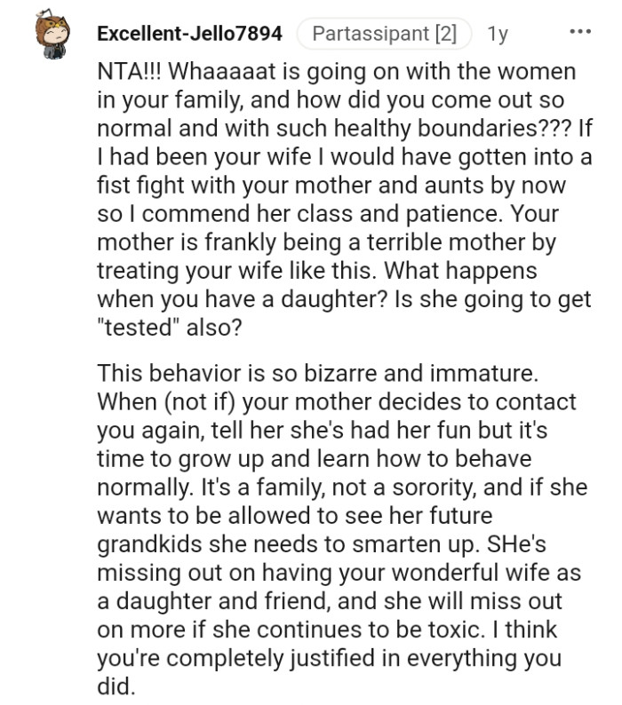 What is going on with the women in the OP's family?