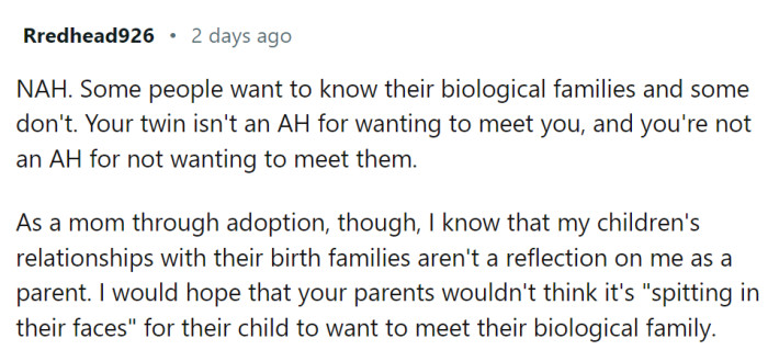 Mom who adopted says: