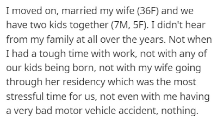OP moved on with her life and she's now married with her wife and they have two kids together