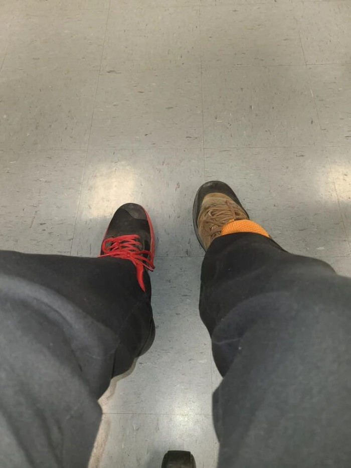 18. I put on two different shoes and have an interview today.