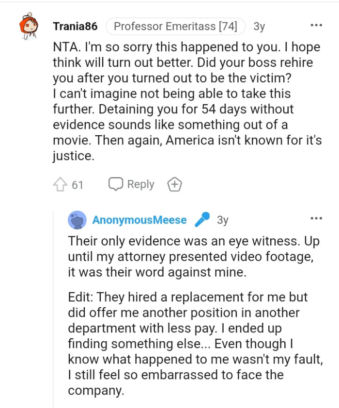 The OP feels so embarrassed to face the company