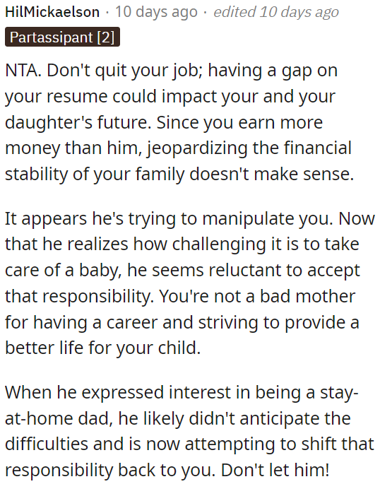 It seems like OP's partner may be trying to manipulate her.