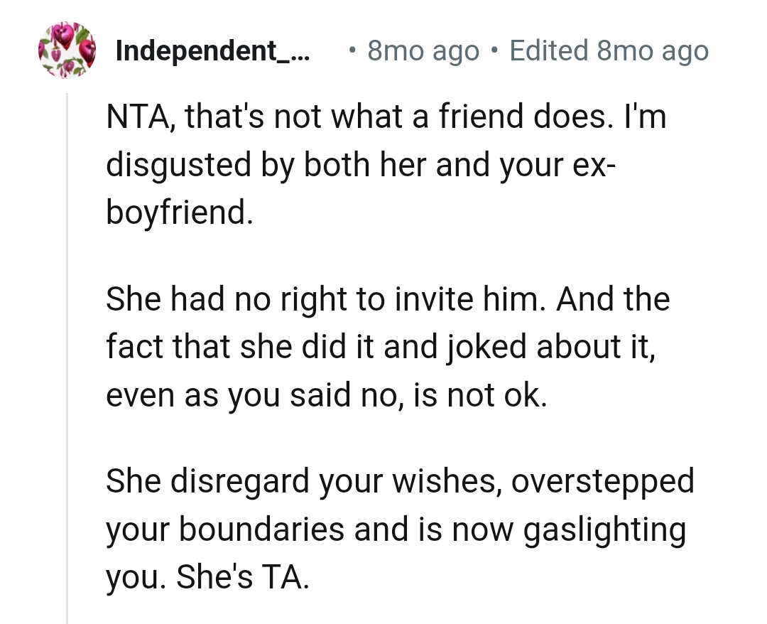 She Had No Right to Invite Him