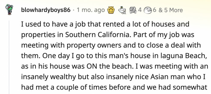 2. The property manager who had formed a bond with an Asian client