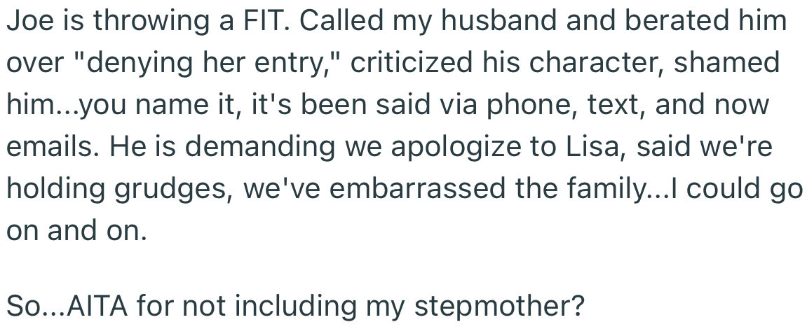 Ever since the incident, OP’s dad has been hysterical. According to him, OP’s husband embarrassed his family.