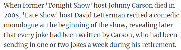 Every joke had been written by Carson