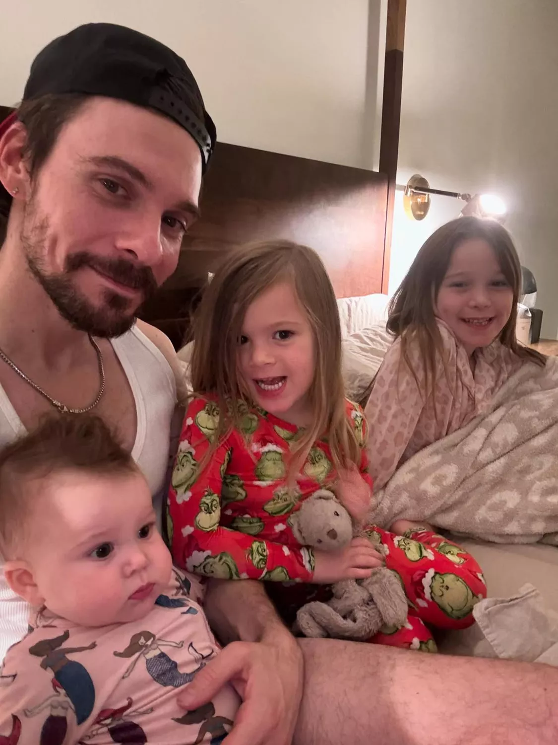 Pajama-clad family