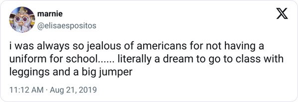 30. No uniform for schools