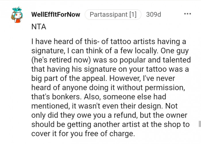 The owner should be getting another artist