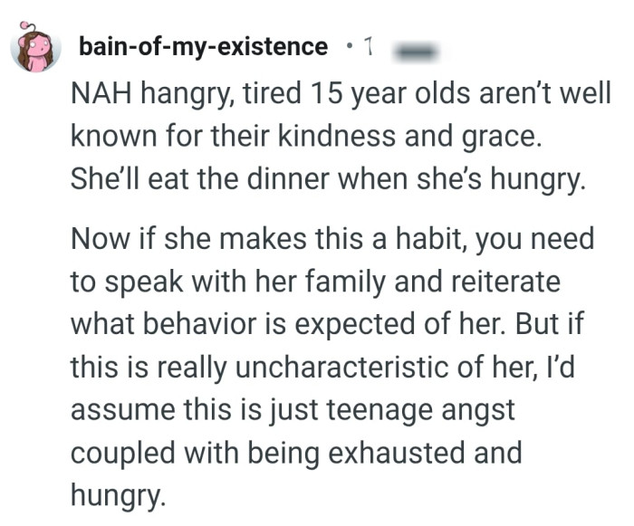 She'll eat when she's hungry