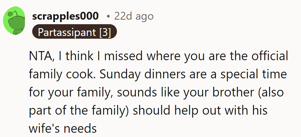 Seems like there's a missing chef's hat in the family! Time for Brother to don the apron and spice up Sunday dinners.