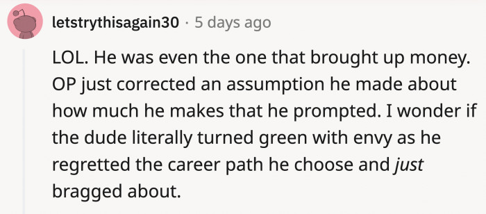 If he thinks it's so distasteful, why bring up money in the first place?