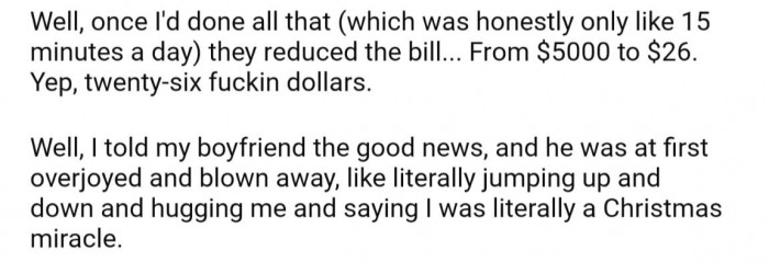 Once she got to the higher-ups, the bill was reduced by 99%