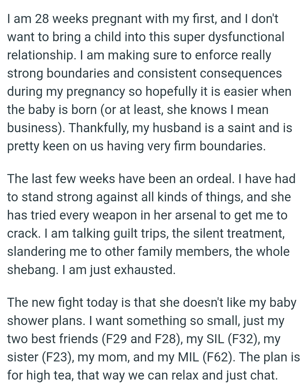 OP's husband is a saint and is keen on them having very firm boundaries