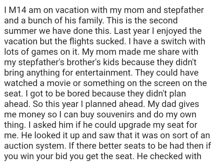 OP's Mom Made Him Share His Switch with His Stepfather's Brother's Kids Because They Didn't Bring Anything for Entertainment