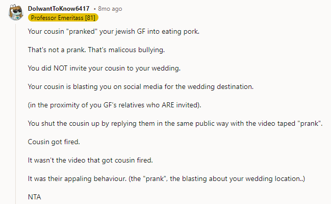 That's not a prank. That's malicious bullying